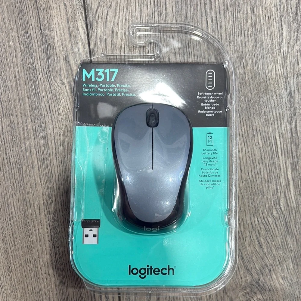 Logitech Gray Wireless Mouse Ergonomic Design